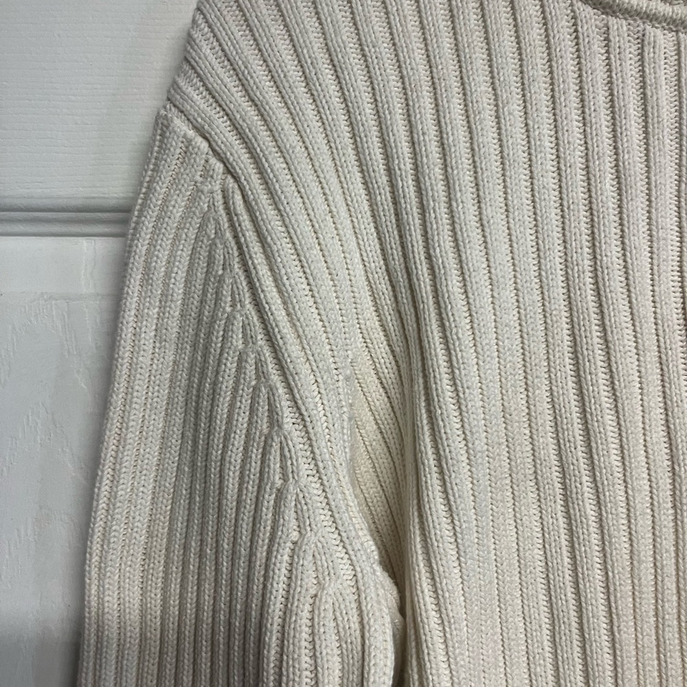 Van Huesen Women’s XL sweater beige with cable neck detail on sleeve and collar - Picture 3 of 7